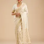 Off White Zariwork Banarasi Silk Saree