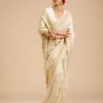 Off White Zariwork Banarasi Silk Saree