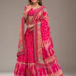 Rani Pink Mirrorwork Satin Readymade Lehenga